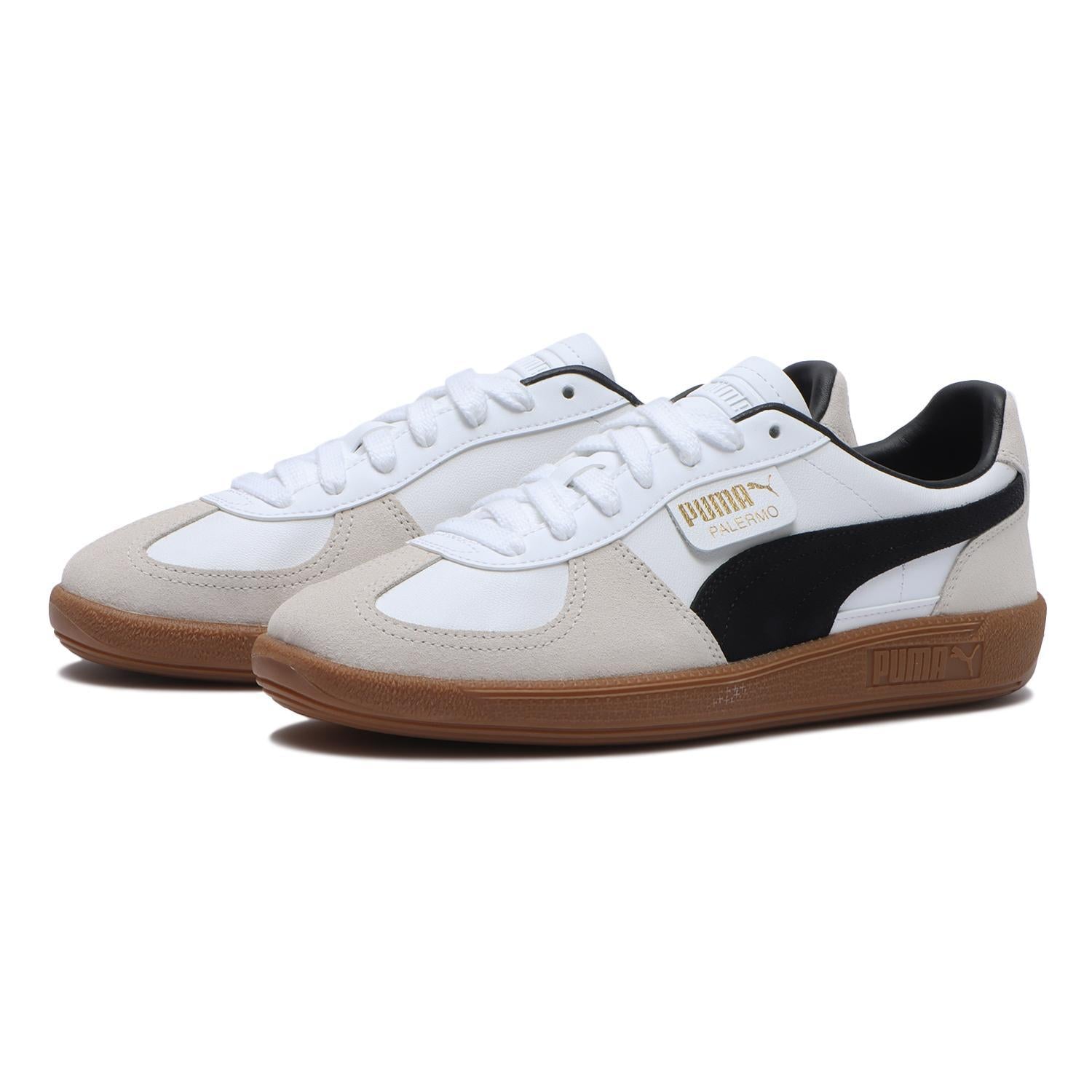 396464-01 Puma Palermo Leather Puma White Vapor Gray Gum (Men's)
