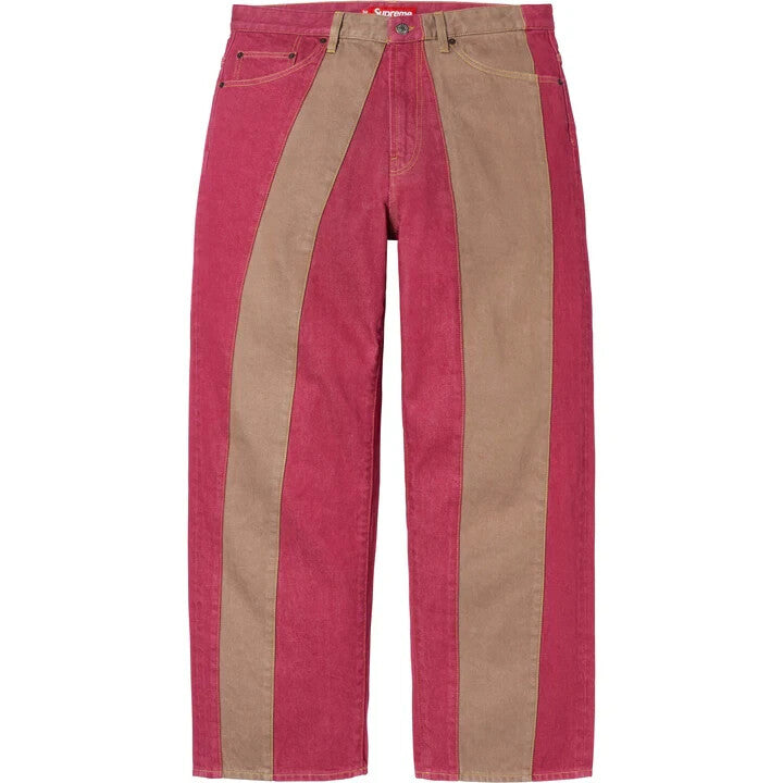 Supreme Paneled Stripe Baggy Jean Red