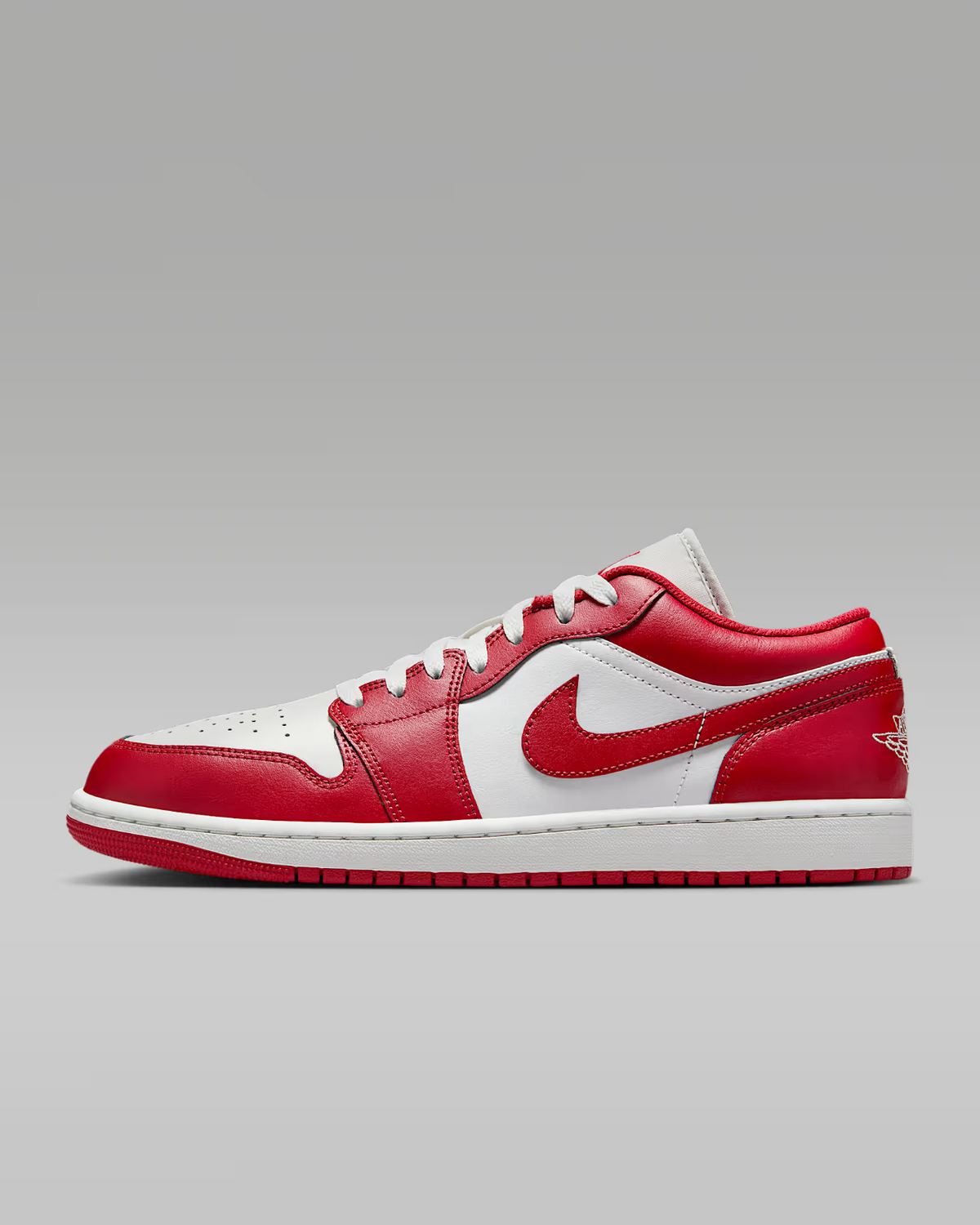 553558-166 Nike Air Jordan 1 Low Summit White Summit White Varsity Red (Men's)