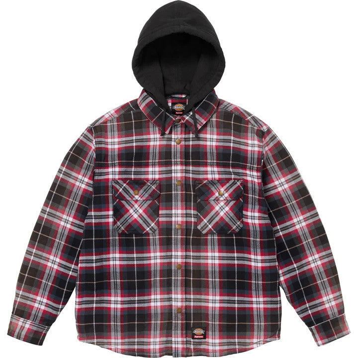 Supreme Dickies Lined Zip Up Hooded Flannel Shirt Black