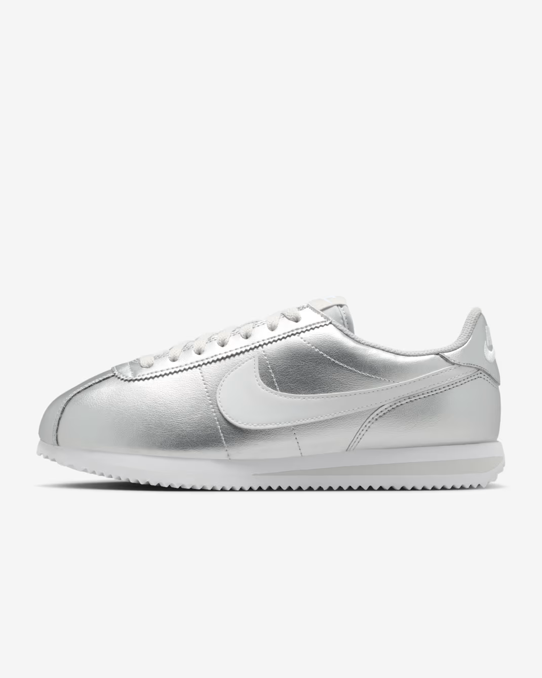 IR0042-001 Nike Cortez Metallic SilverGrey Fog White (Women's)