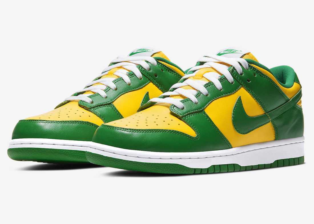 CU1727-700 Nike Dunk Low SP Brazil Varsity Maize Pine Green White (Men's)