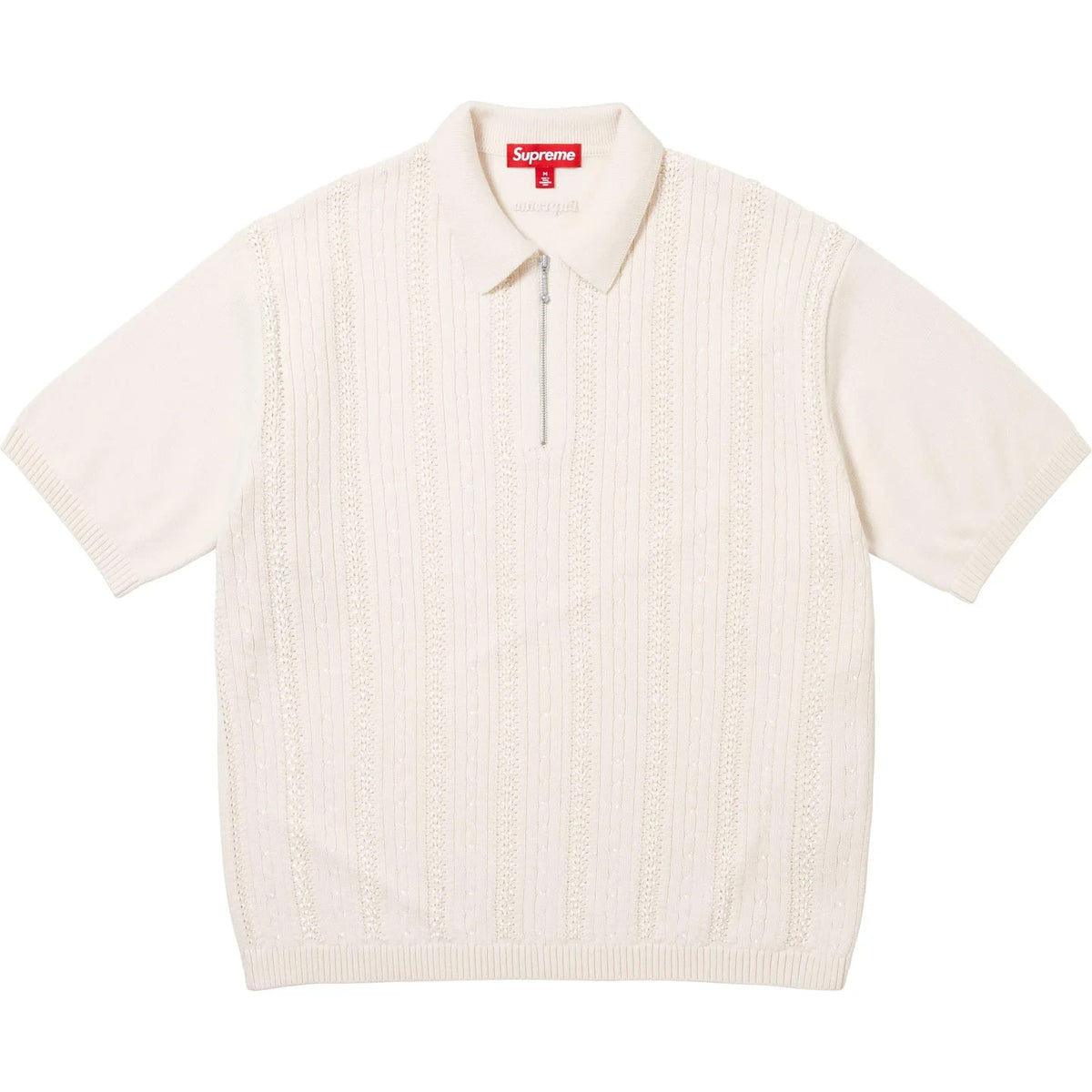 Supreme Beaded Zip Polo Cream
