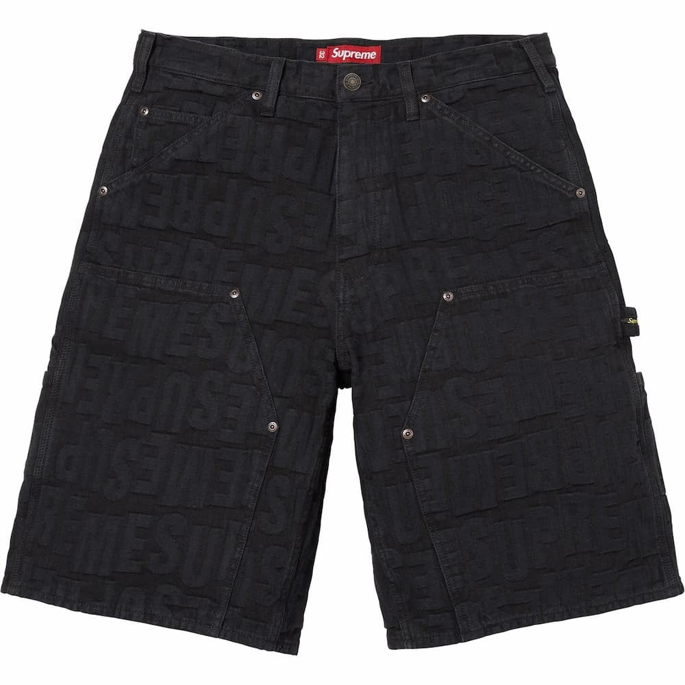 Supreme Repeat Jacquard Double Knee Denim Short Black