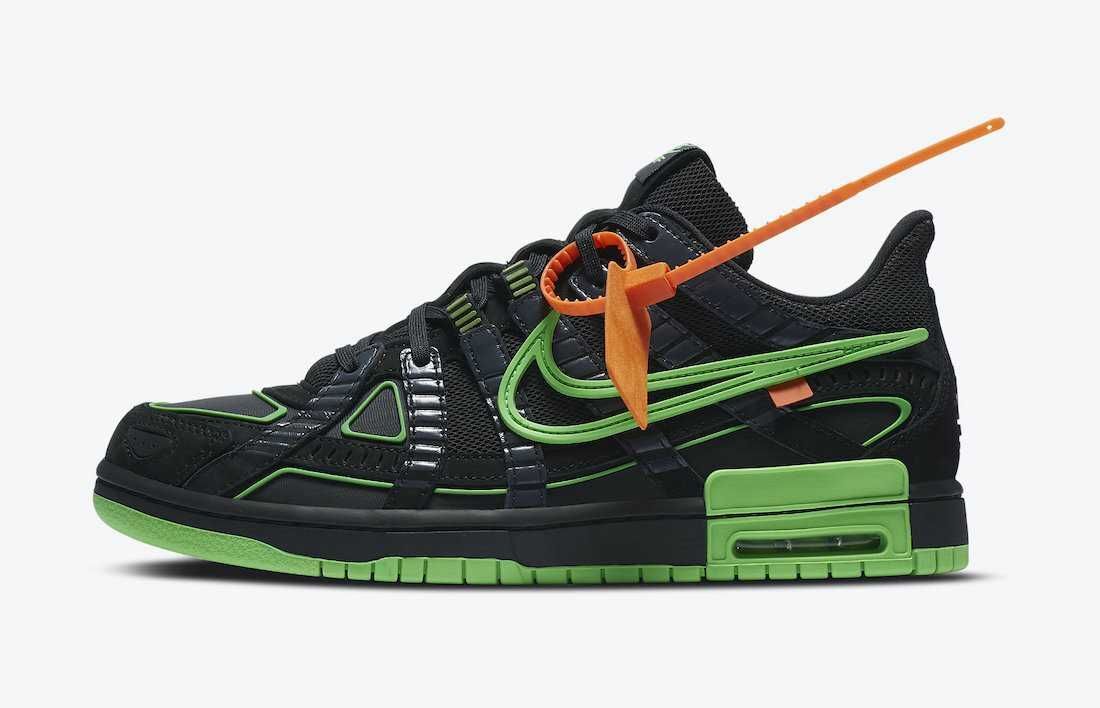 CU6015-001 Off-White à Nike Air Rubber Dunk Black Green Strike (Men's)