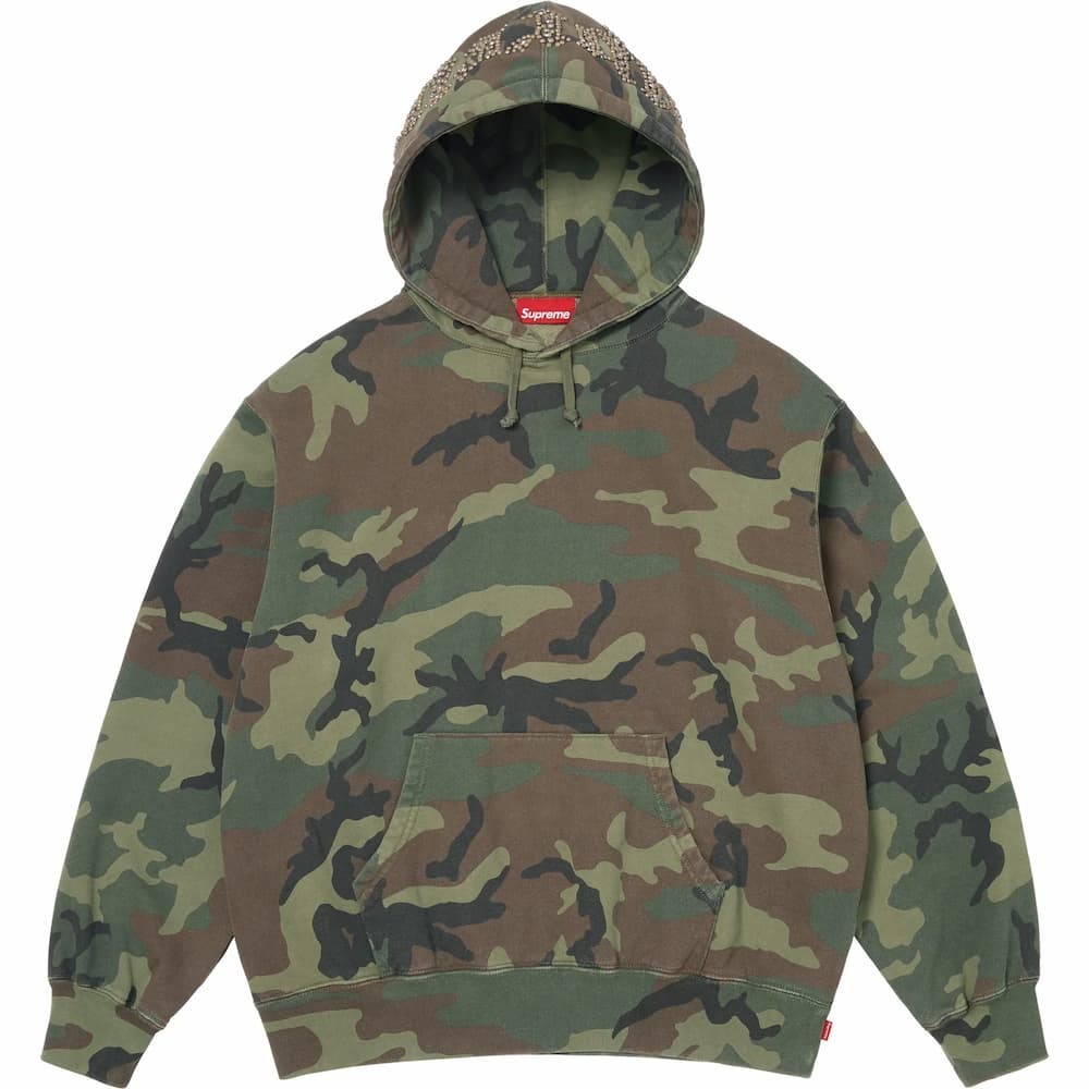 Supreme Overdyed Studded Hooded Sweatshirt Woodland Camo