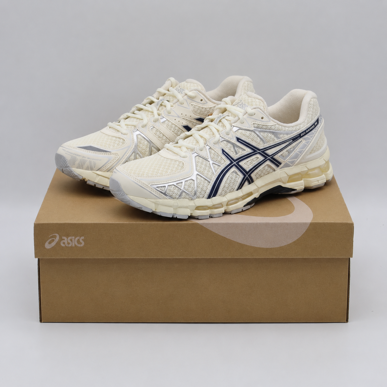 1203A388-104 Asics Gel-Kayano 20 Cream Independence Blue (Men's)
