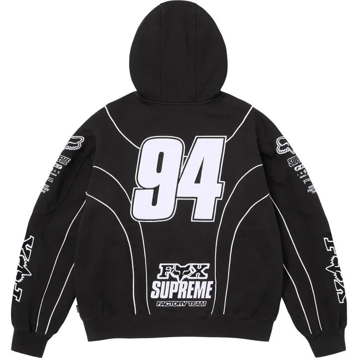 Supreme Fox Racing Zip Up Hooded Sweatshirt Black