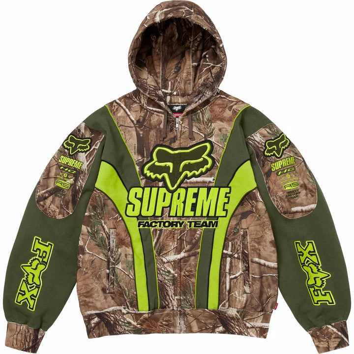 Supreme Fox Racing Zip Up Hooded Sweatshirt Camo