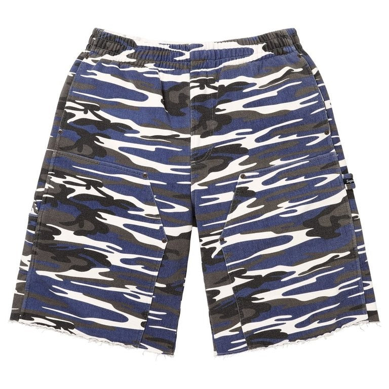 Supreme Double Knee Painter Sweatshort Blue Camo