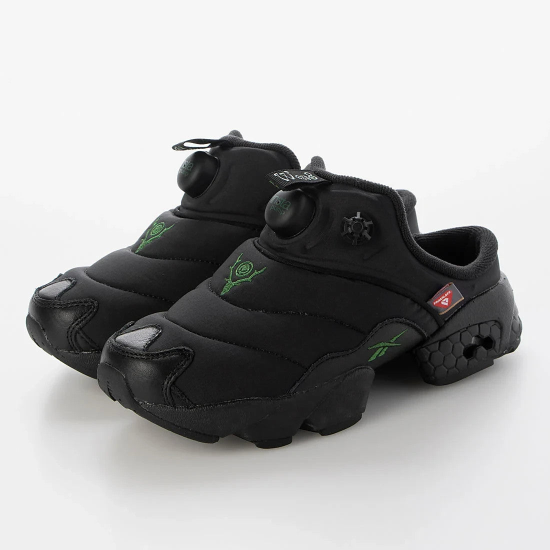 100217328 South2 West8 Reebok Instapump Fury Mule Black Black Green (Men's)