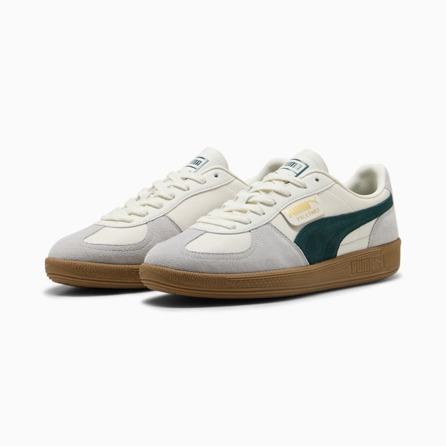 396464-22 Puma Palermo Leather Warm White Green Terrain (Men's)