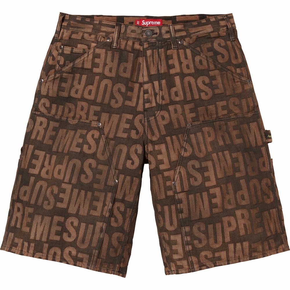 Supreme Repeat Jacquard Double Knee Denim Short Dark Brown