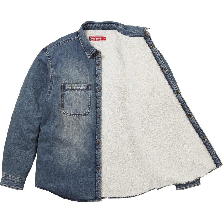 Supreme Shearling Lined Denim Work Shirt Washed Indigo