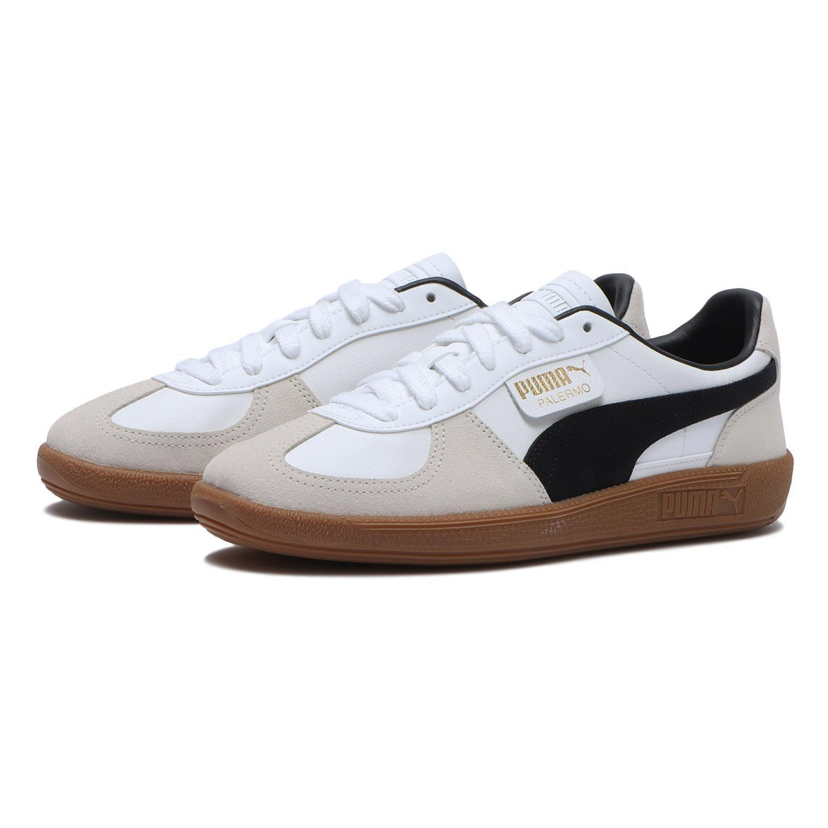 396464-01 Puma Palermo Leather Puma White Vapor Gray Gum (Men's)