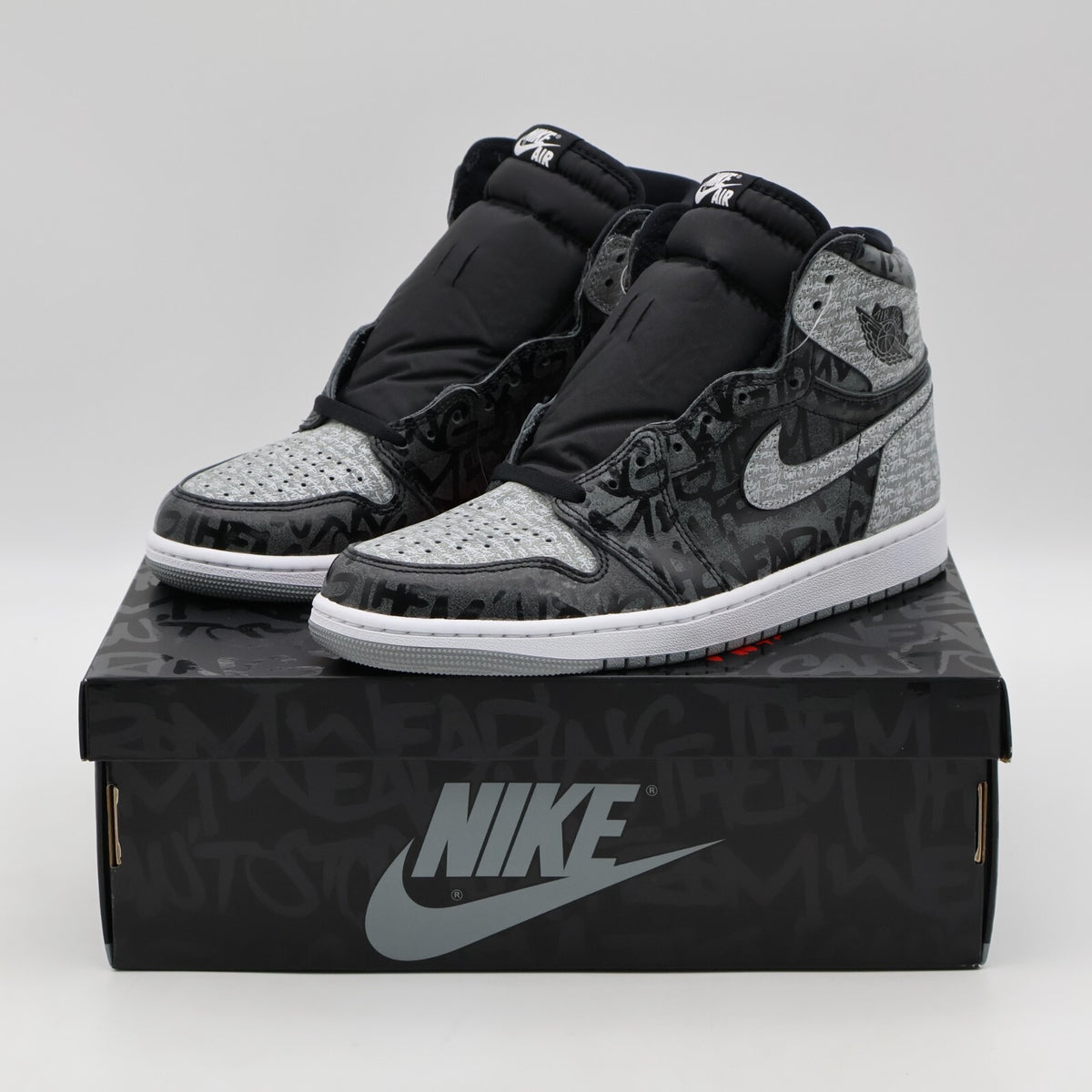 555088-036 Nike Jordan 1 High OG Rebellionaire Black White Particle Grey (Men's)