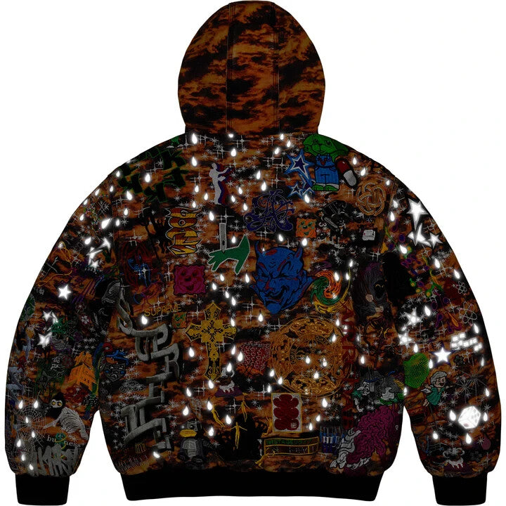 Supreme AOI Embroidered Hooded Work Jacket Flames