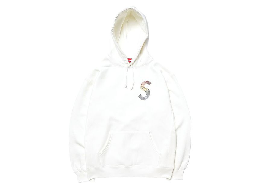 Supreme Swarovski S Logo Hooded Sweatshirt White