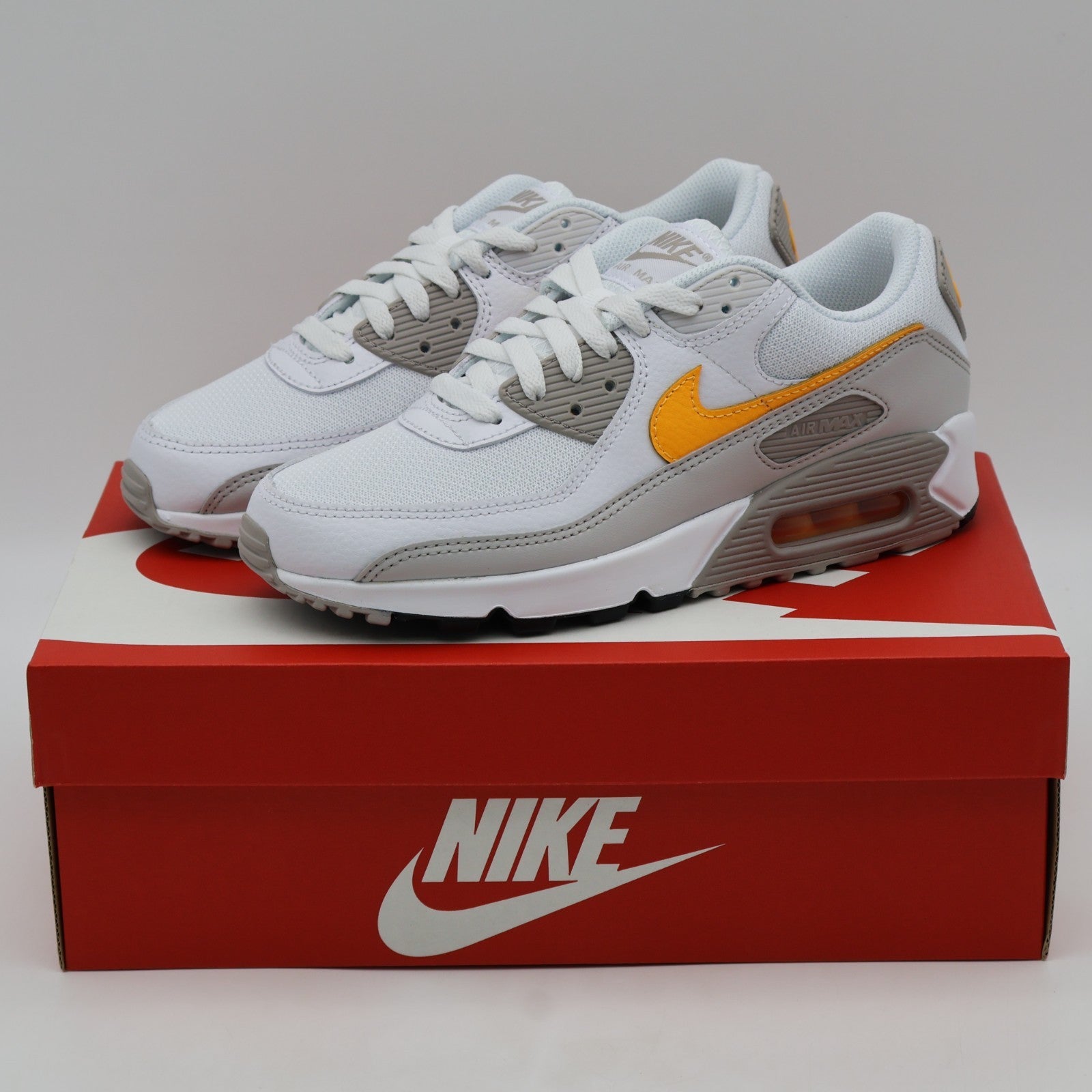 DM0029-119 Nike Air Max 90 White College Grey Vast Grey Laser Orange (Men's)