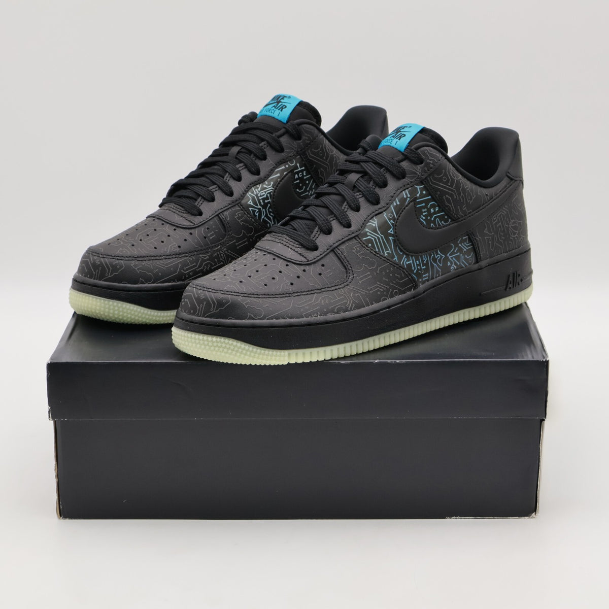 DH5354-001 Nike Air Force 1 Low Computer Chip Space Jam Black Light Blue (Men's)