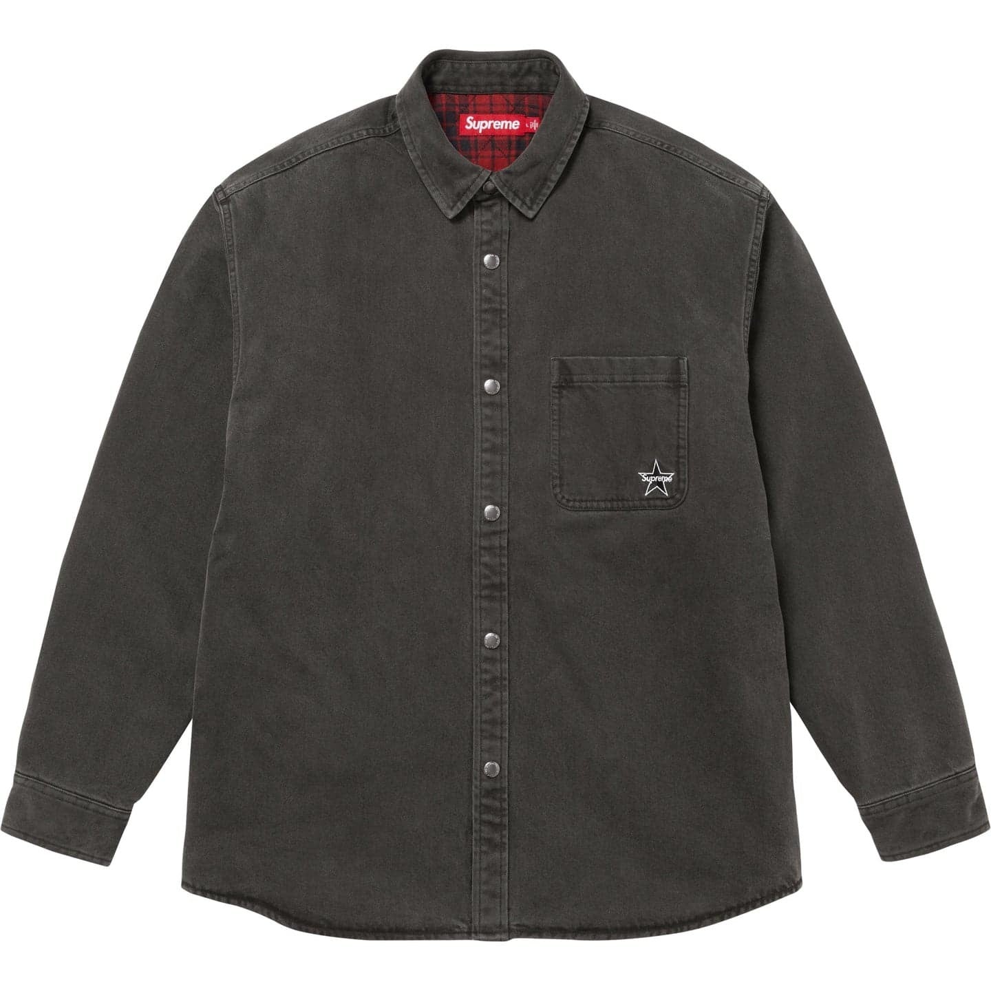 Supreme Quilted Lined Denim Snap Shirt Black