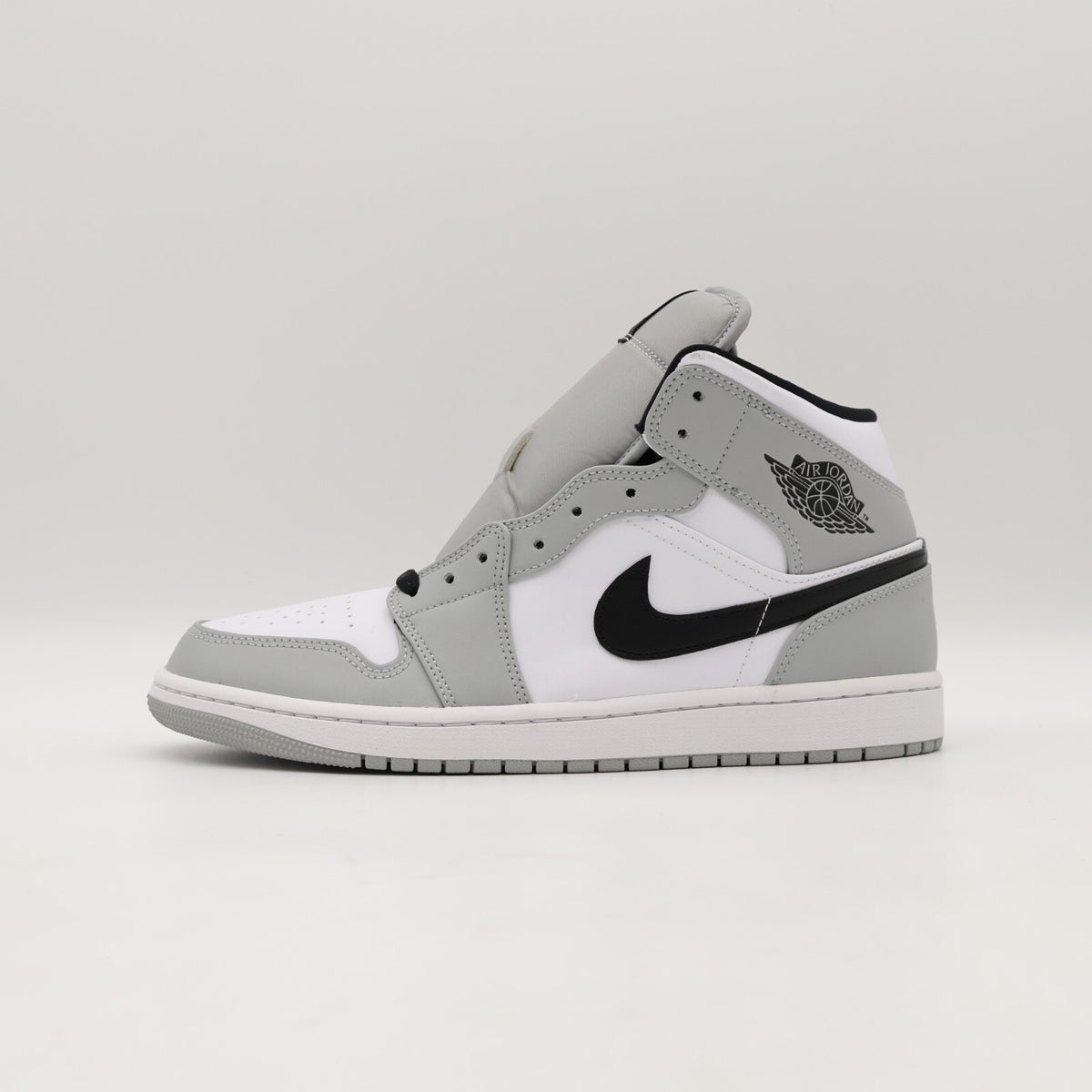 554724-092 Nike Air Jordan 1 Mid Light Smoke Grey Black White (Men's)