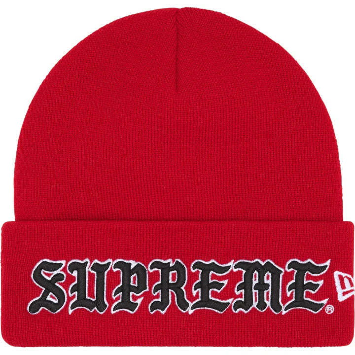 Supreme New Era Old English Beanie Red