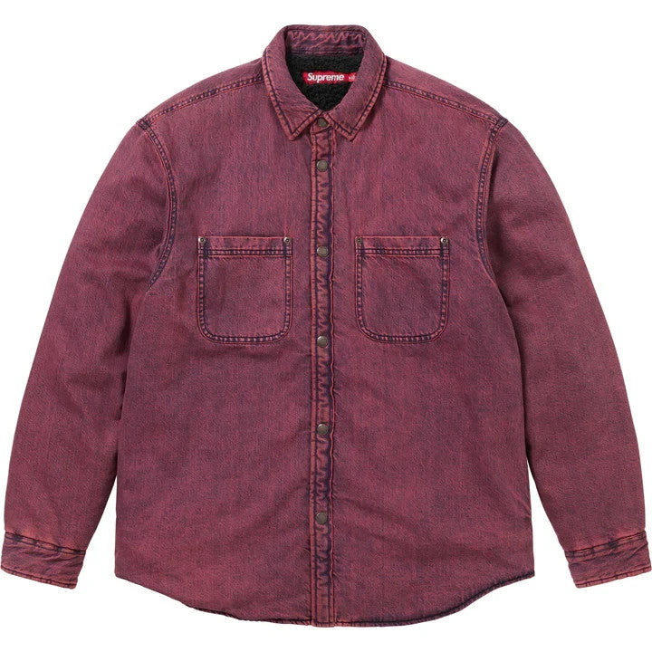 Supreme Shearling Lined Denim Work Shirt Overdyed Pink