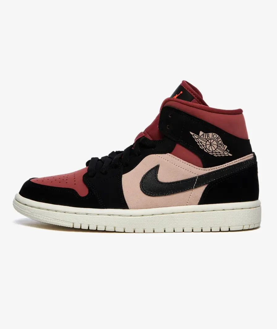 BQ6472-202 Nike Air Jordan 1 Mid Particle Beige Black-Canyon Rust-Sail (Women's)