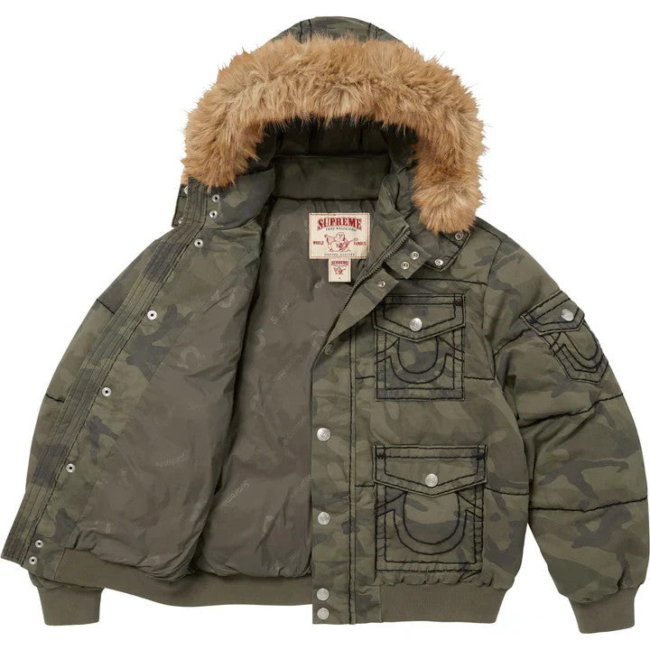 Supreme True Religion Puffer Jacket Woodland Camo