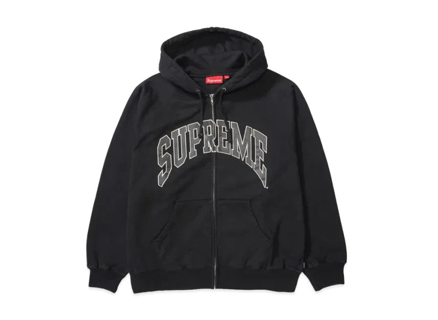 Supreme Cracked Raglan Zip Up Hooded Sweatshirt "Black"