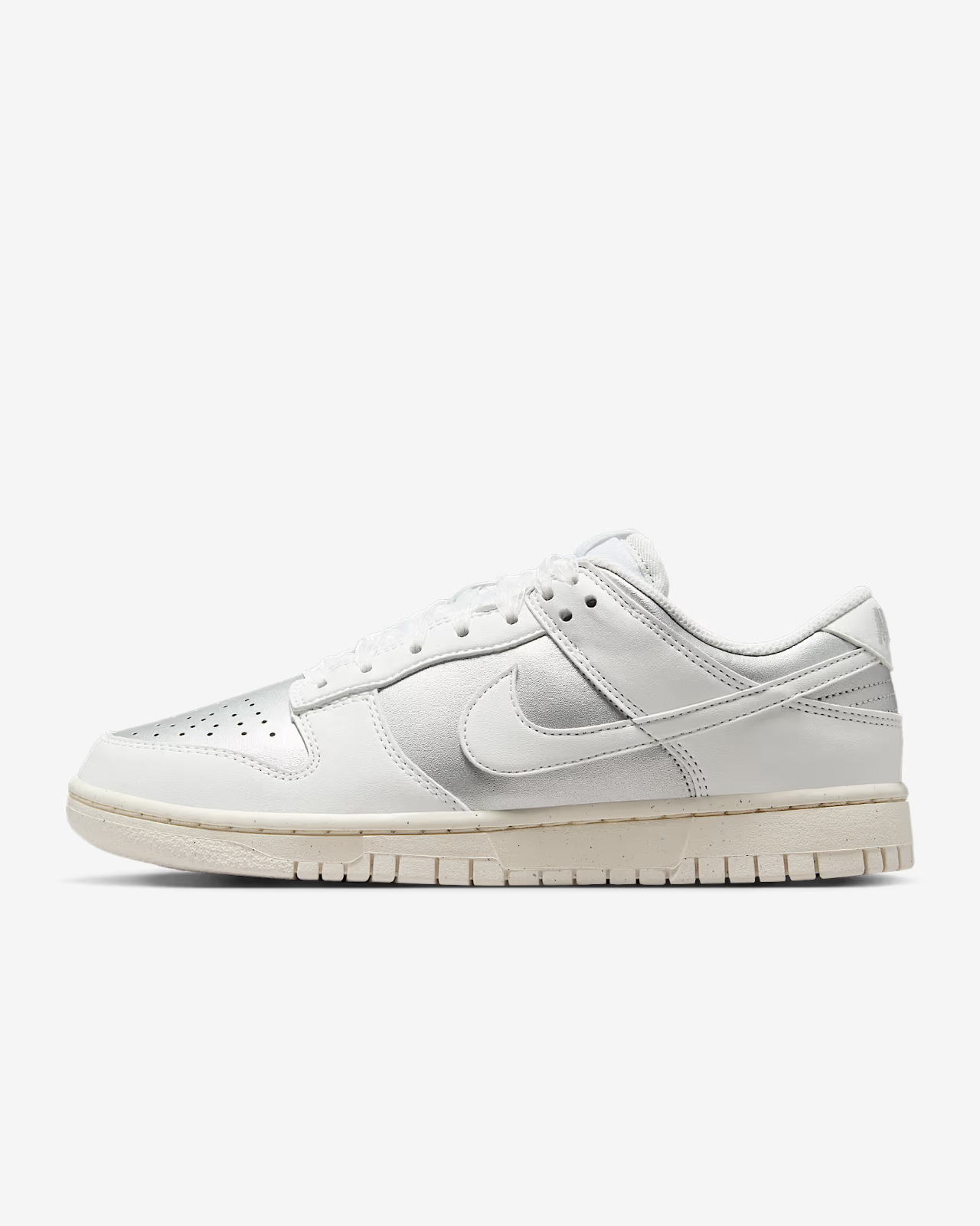 IB7311-001 Nike Dunk Low Next Nature Metallic Platinum (Women's)