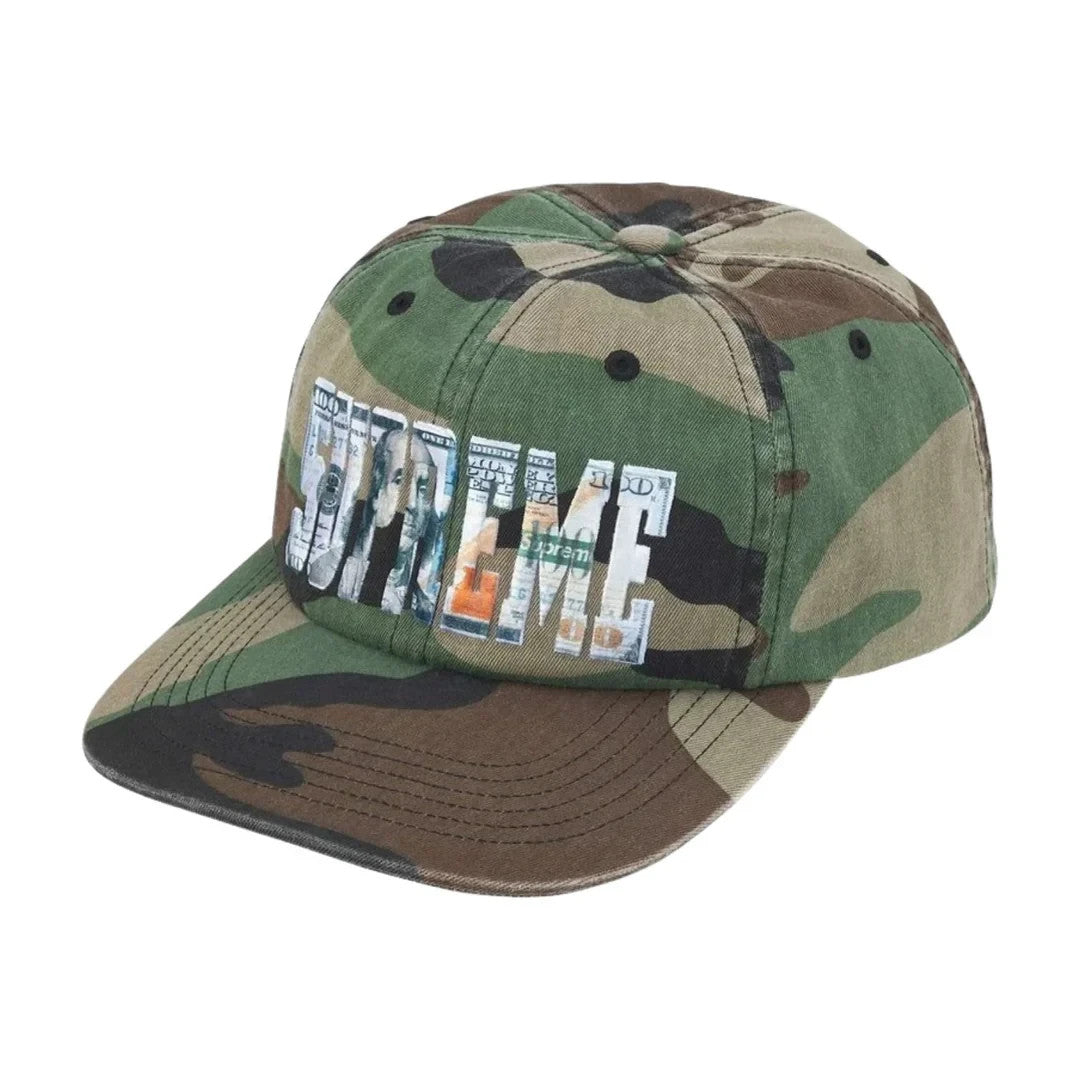 Supreme Embroidered Money Logo 6-Panel Woodland Camo