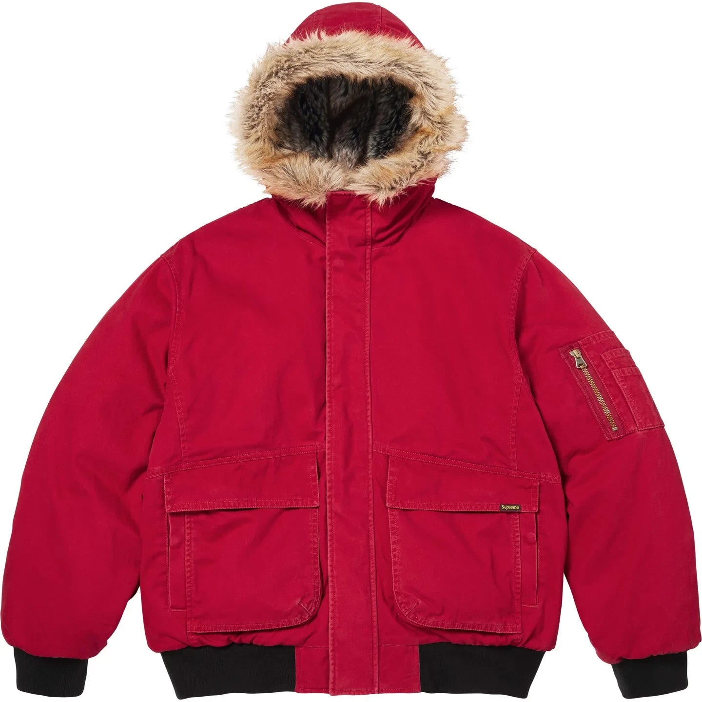 Supreme Reversible Faux Fur Hooded Work Jacket Red