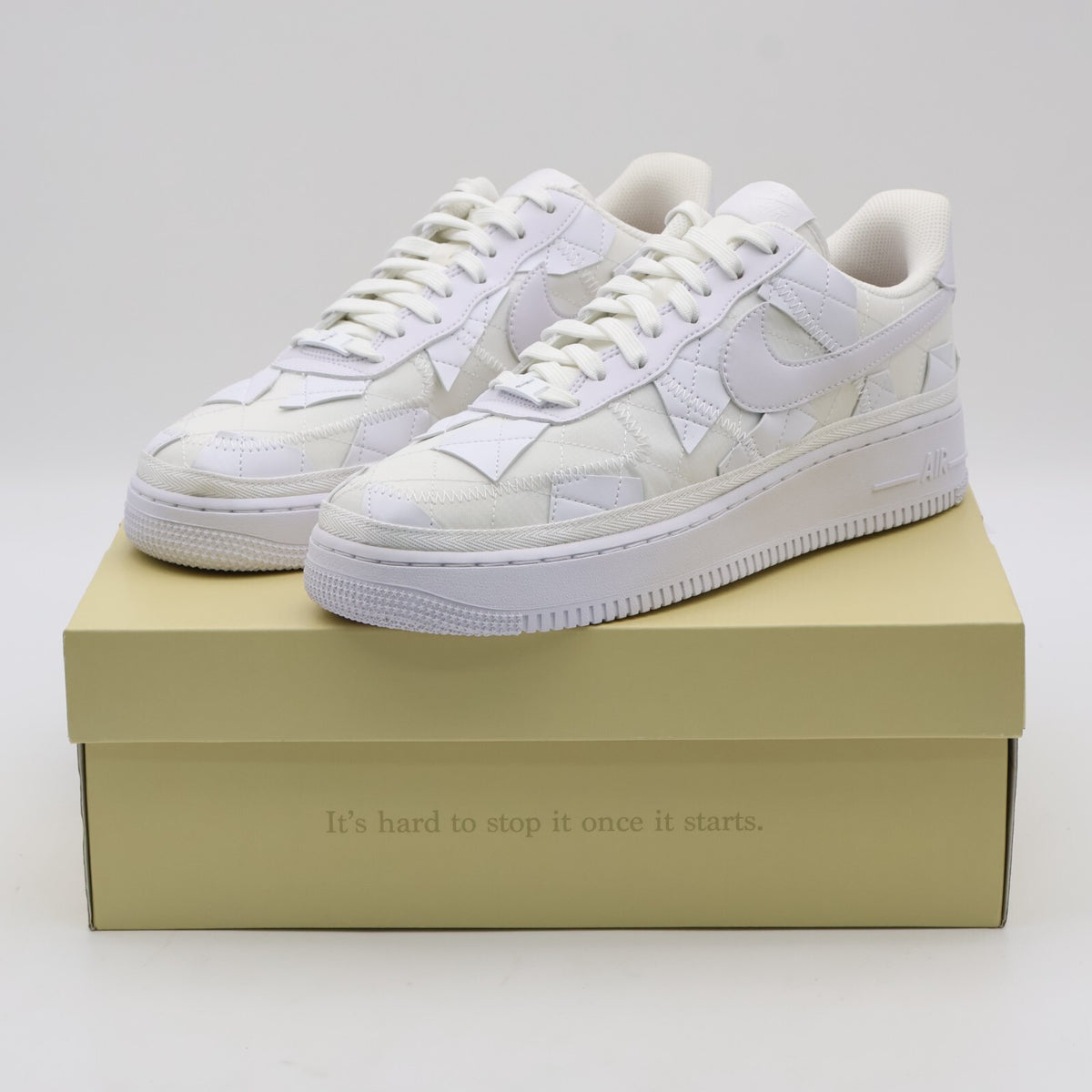 DZ3674-100 Nike Air Force 1 Low Billie Eilish Triple White Off Patch Work Mosaic