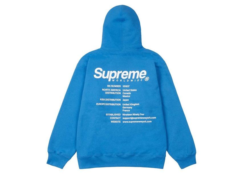 Supreme Worldwide Hooded Sweatshirt Blue