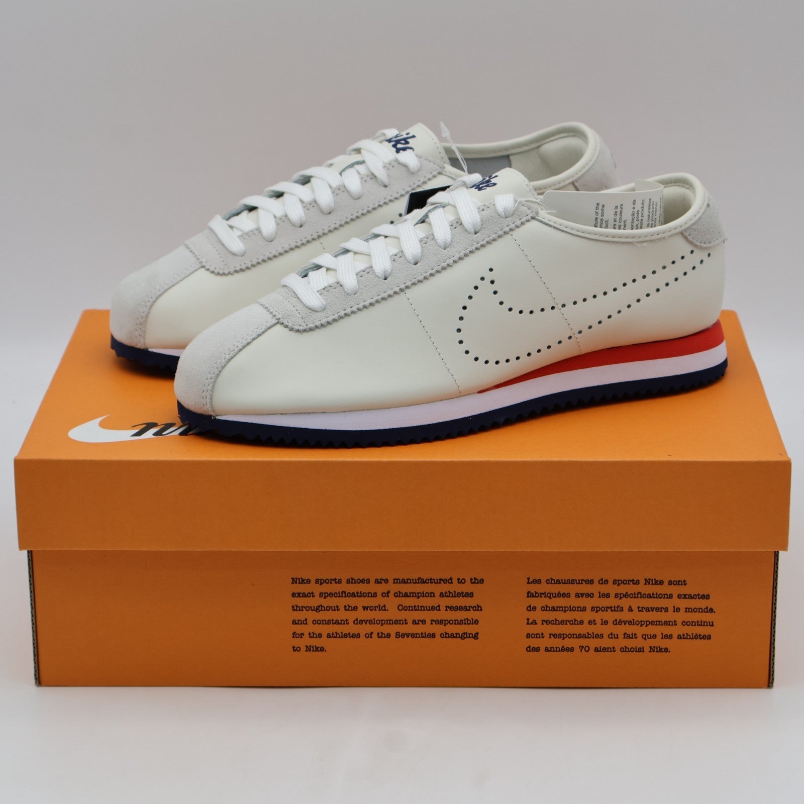 HQ1841-101 Nike Cortez Leather Sail White Light Crimson Midnight Navy (Women's)