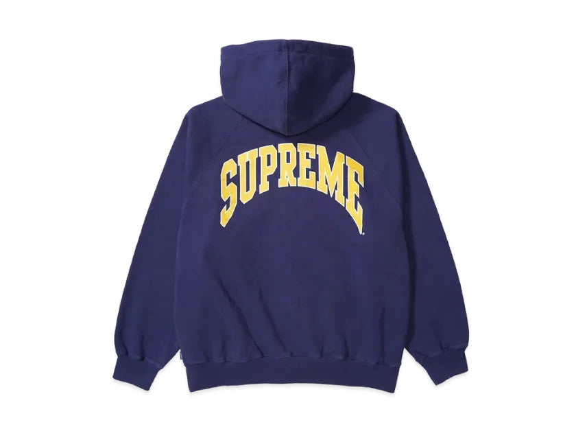 Supreme Cracked Raglan Zip Up Hooded Sweatshirt "Washed Navy"