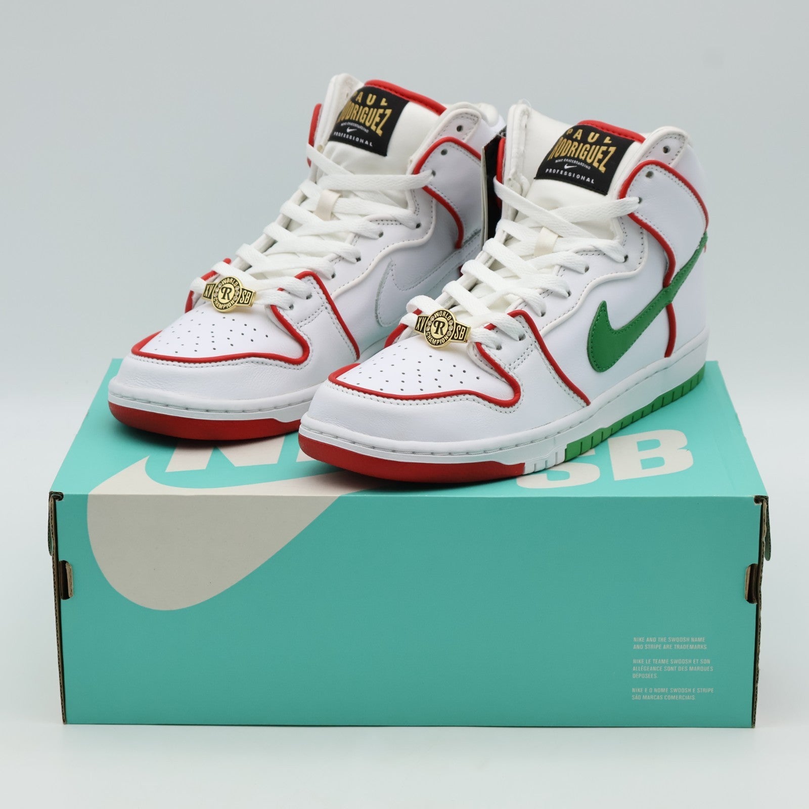 CT6680-100 Paul Rodriguez Nike SB Dunk High Mexican Boxing White Red (Men's)