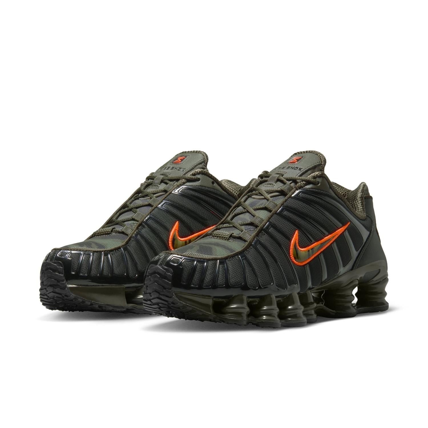 IR0918-001 Nike Shox TL "Black/Cargo Khaki-Sequoia-Newsprint"