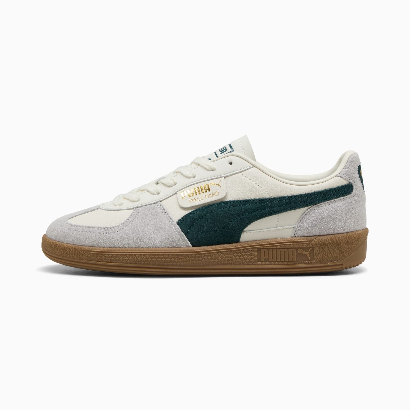396464-22 Puma Palermo Leather Warm White Green Terrain (Men's)