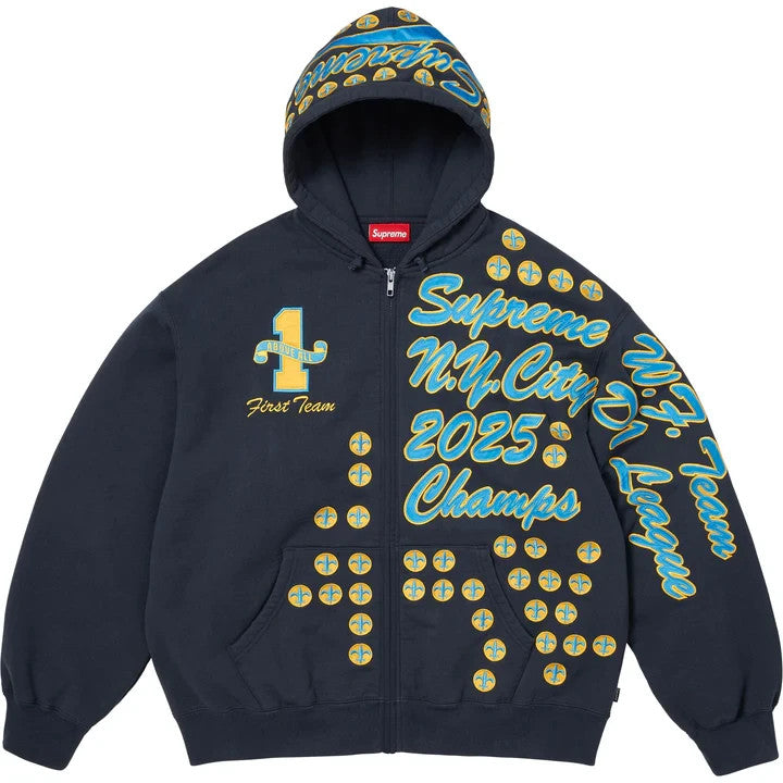 Supreme League Champs Zip Up Hooded Sweatshirt Navy