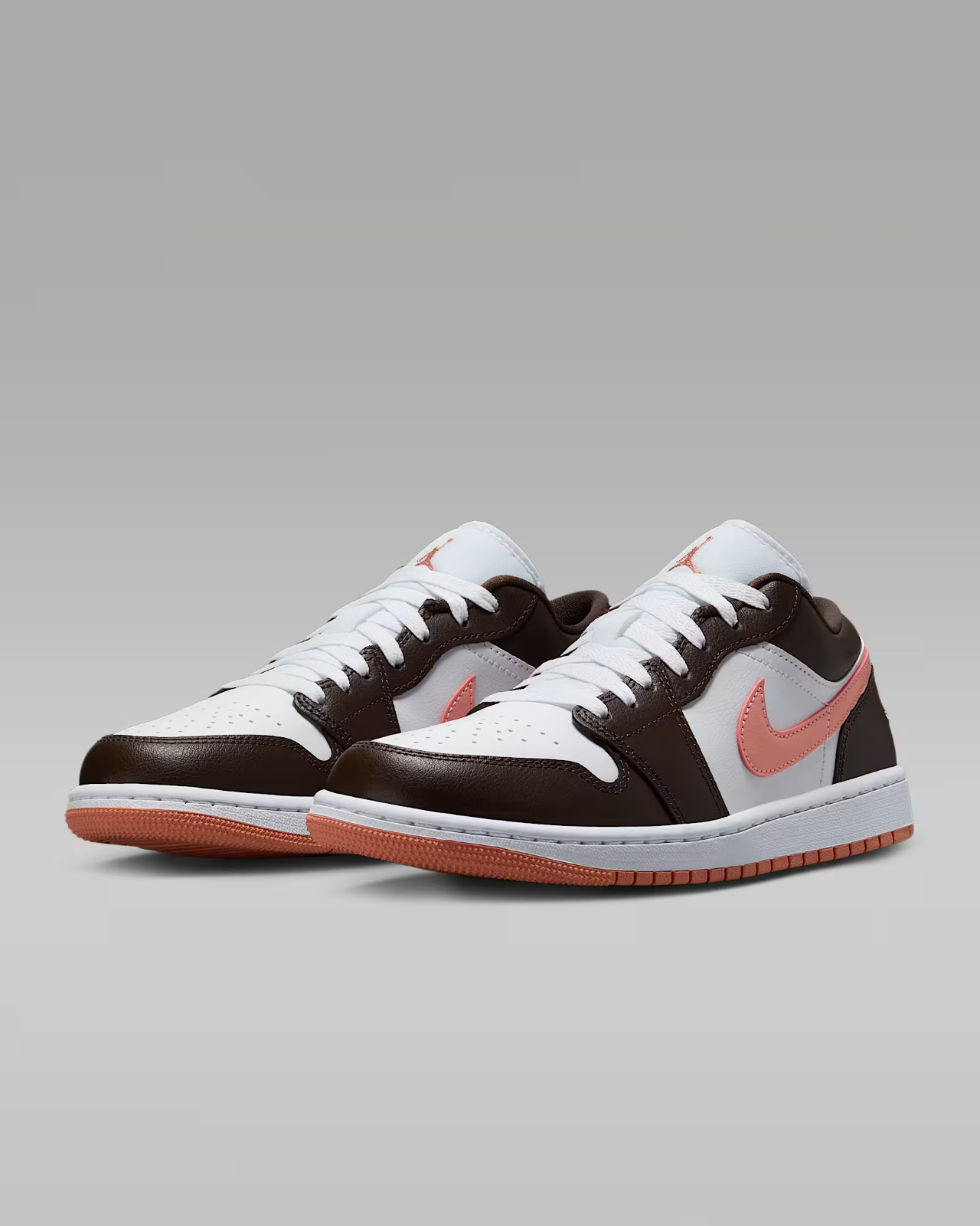 DC0774-182 Nike Air Jordan 1 Low Dark Brown White Pink (Women's)