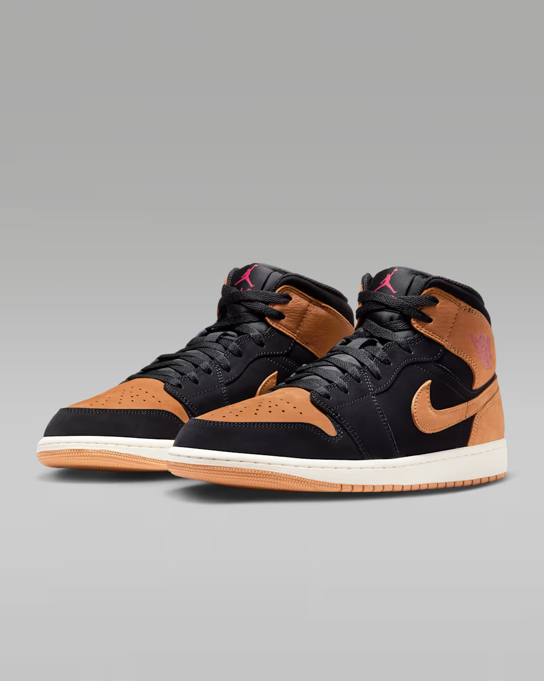 HV4091-002 Nike Air Jordan 1 Mid SE Black Varsity Red Sail Flax (Men's)