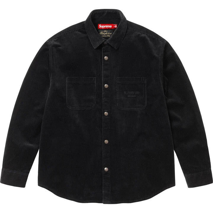 Supreme Wide Wale Corduroy Snap Shirt Black
