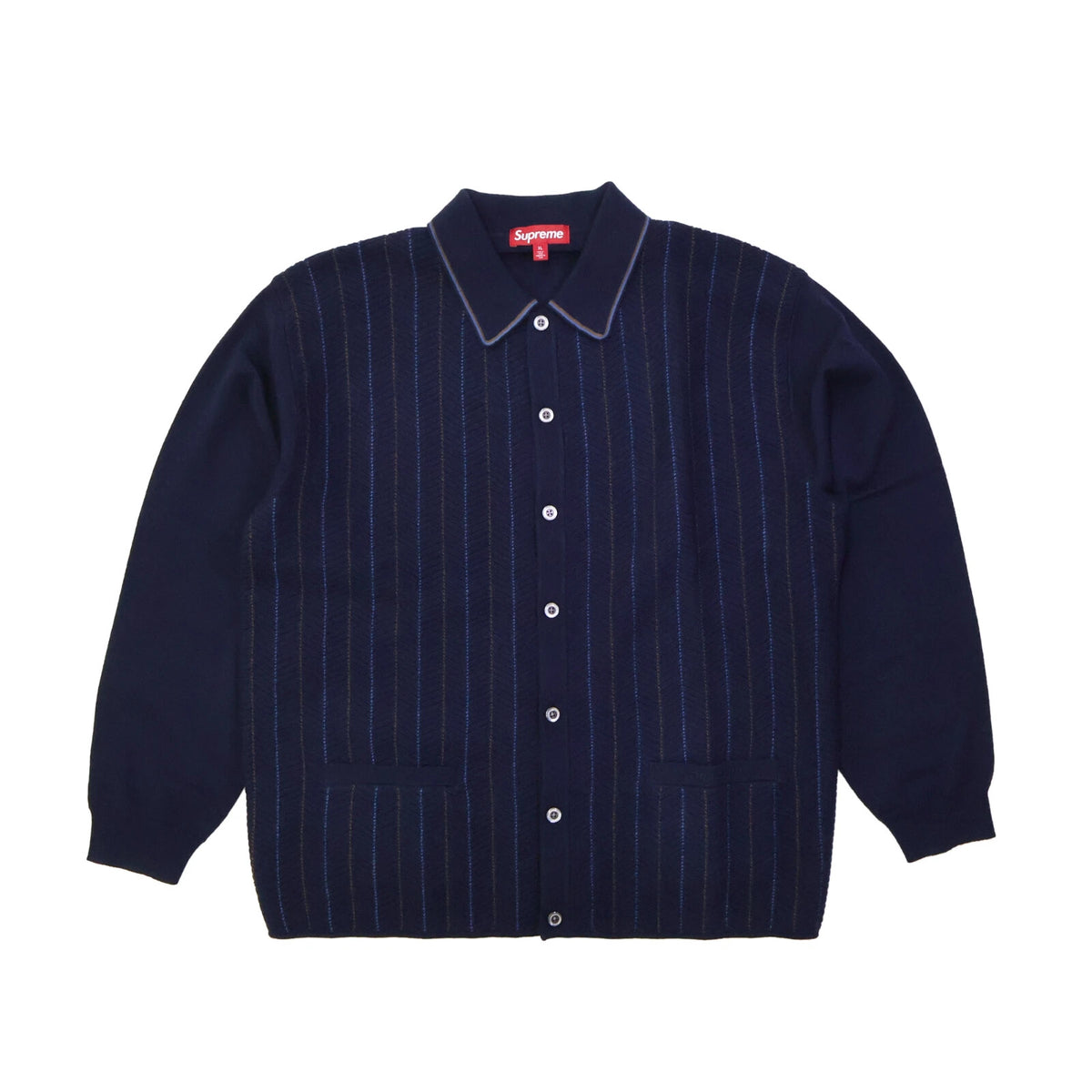 Supreme Herringbone Cardigan Navy
