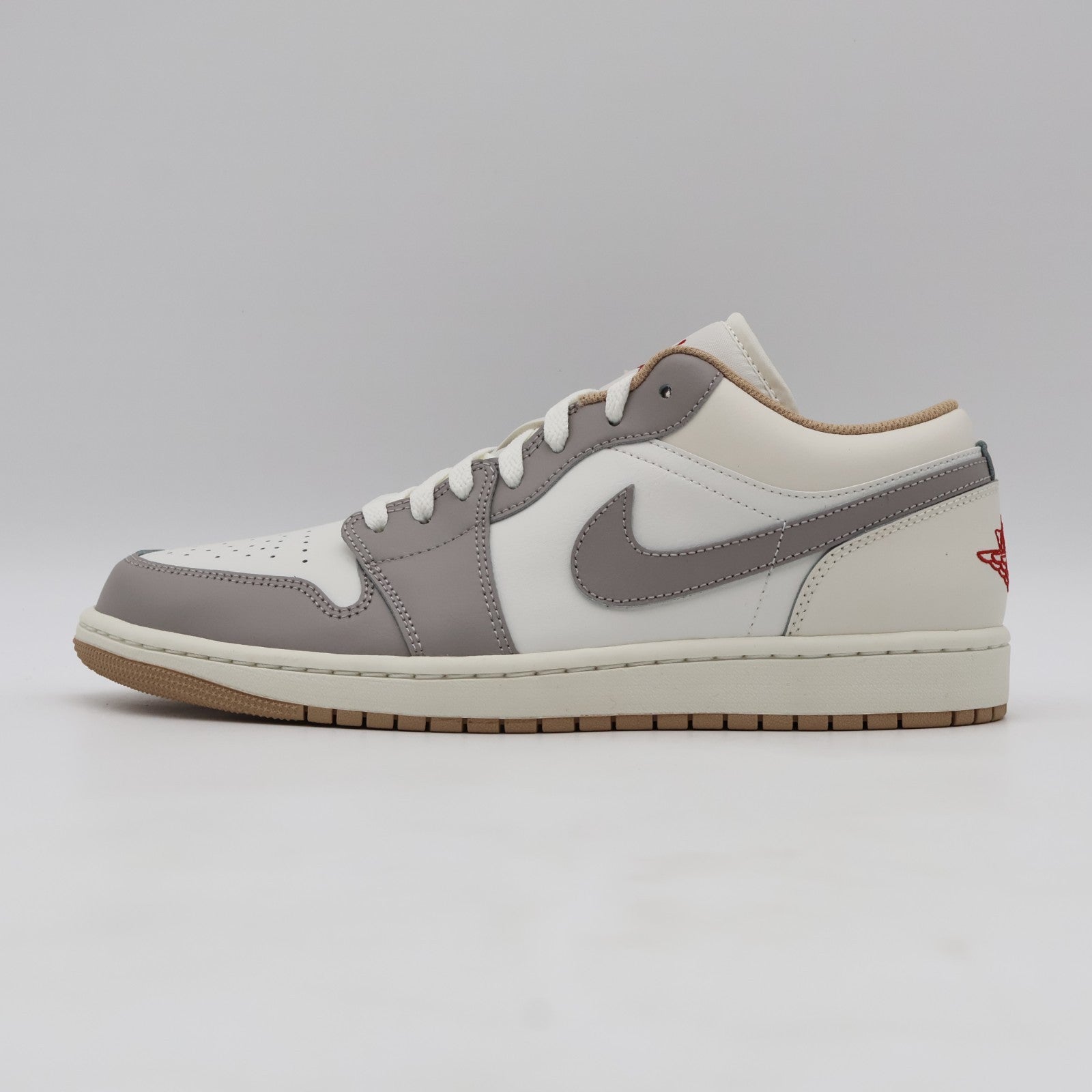 553558-169 Nike Air Jordan 1 Low Sail Fire Red College Grey Hemp Pale (Men's)