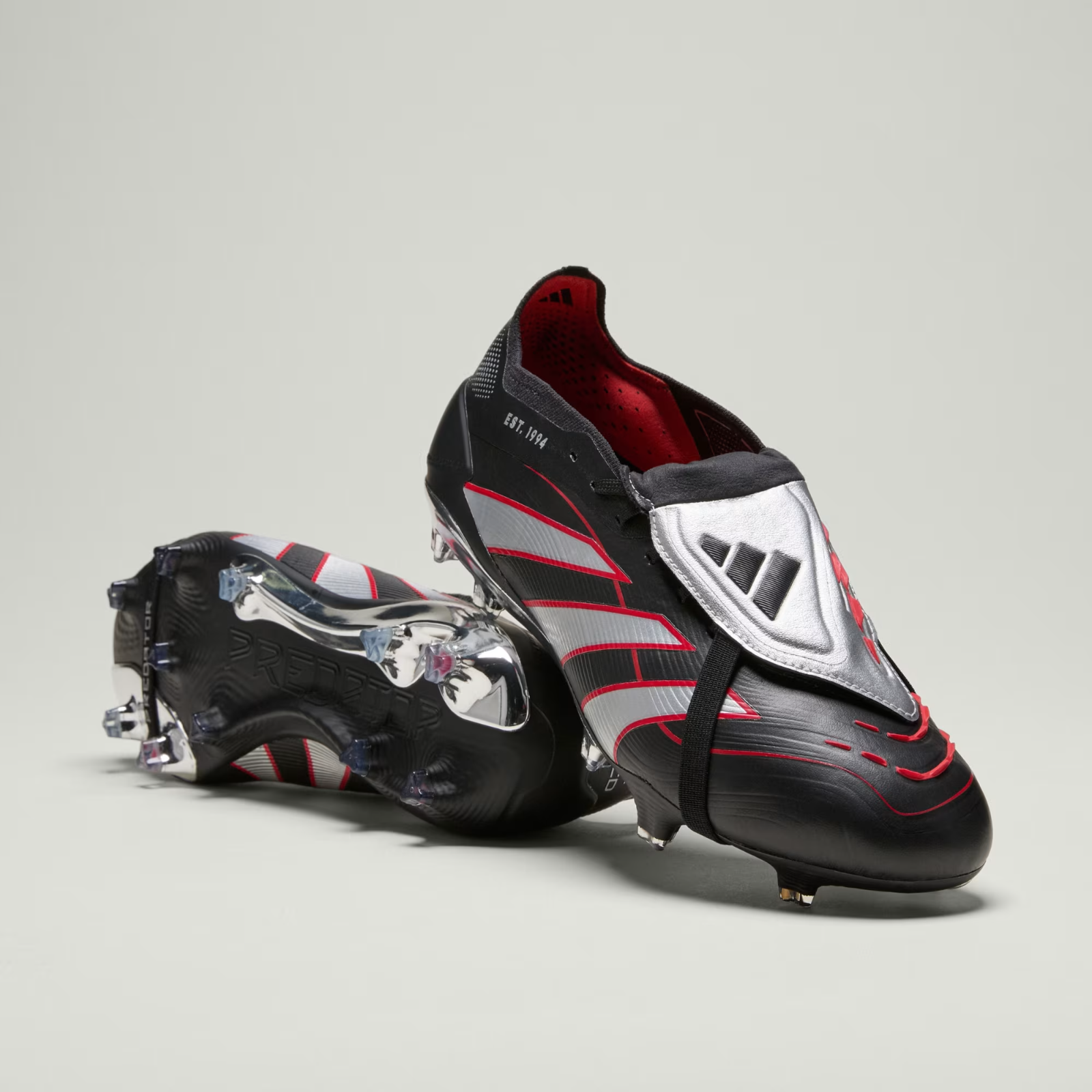 JS0563 adidas Predator Elite BSR Fold Over Tongue FG Core Black Silver (Men's)