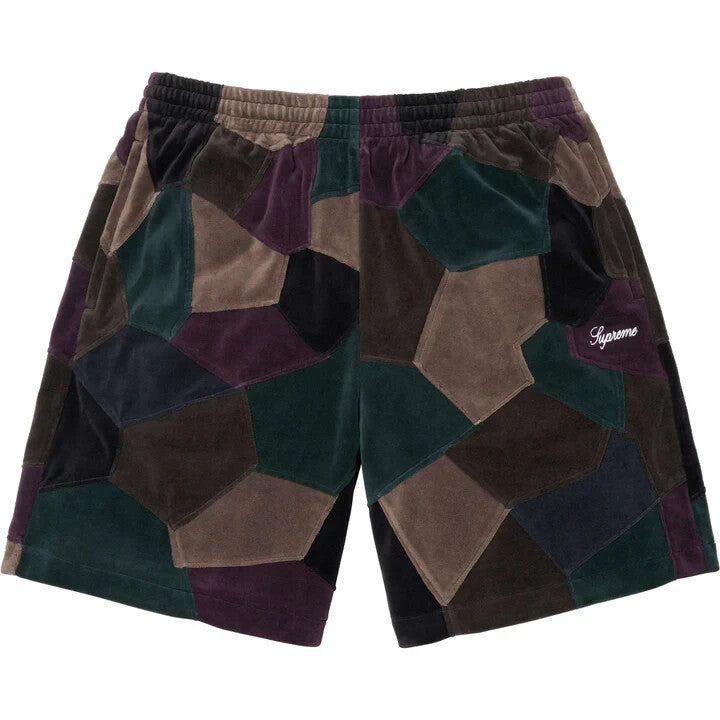 Supreme Patchwork Velour Short Dark Navy