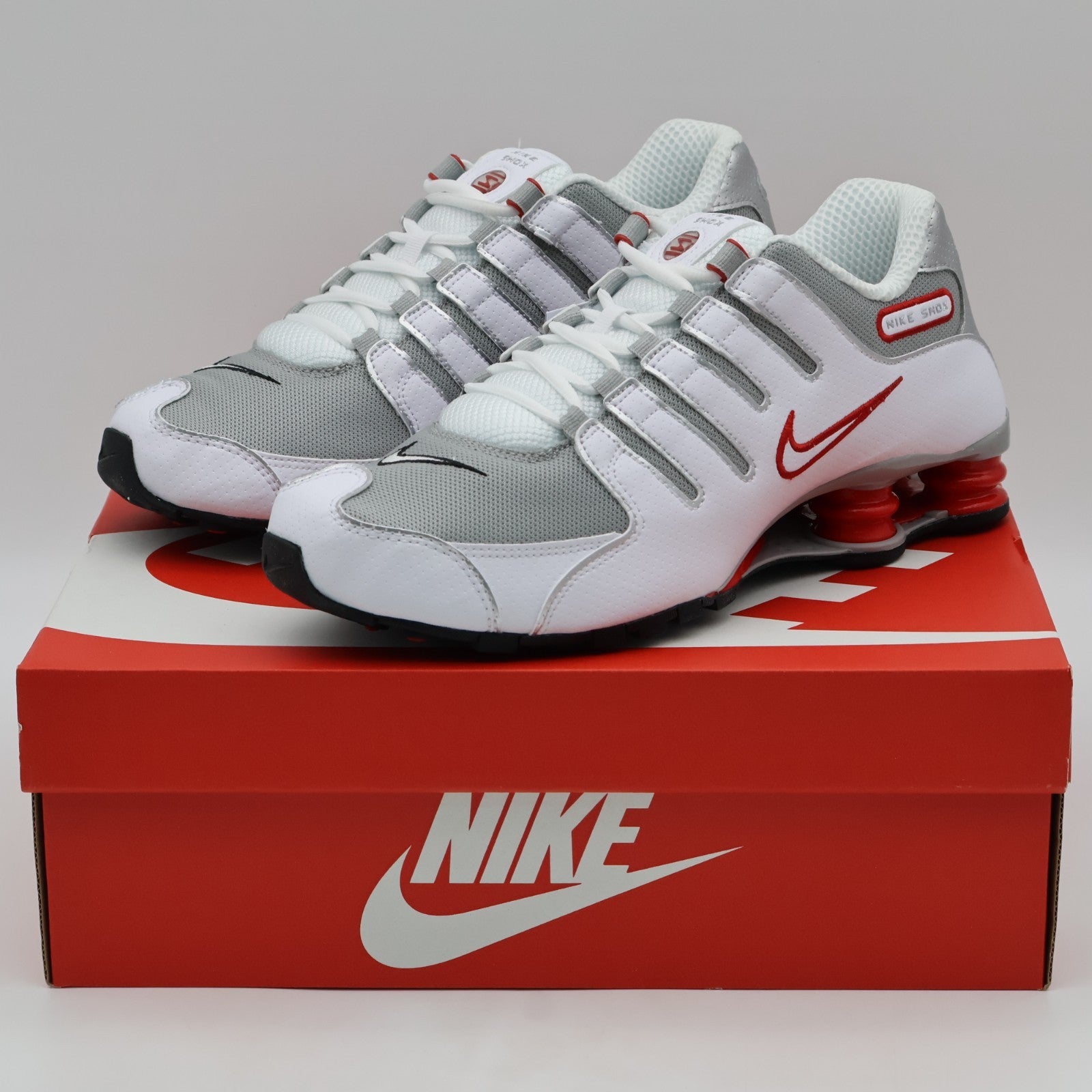 378341-104 Nike Shox NZ Shoes White Sport Red Cool Grey (Menâs)